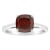 8mm Square Cushion Garnet Rhodium Over Sterling Silver Ring