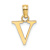 14k Yellow Gold Polished Block Letter V Initial Pendant