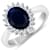 1.49ctw Blue Sapphire and Diamond 14K White Gold Halo Ring