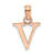 14k Rose Gold Polished Block Letter V Initial Pendant