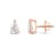 White Cubic Zirconia 14k Rose Gold Studs With Velvet Gift Box 0.50ctw