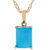 Turquoise Solitaire Pendant With Chain In 18K Gold Over Sterling Silver