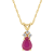 6x4mm Pear Shape Ruby with Diamond Accents 14k Yellow Gold Pendant With Chain