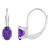 6x4mm Oval Amethyst Rhodium Over 10k White Gold Drop Earrings