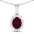 1.50ctw 14K White Gold Ruby and White Diamond Pendant with 18 inch Cable Chain