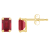 6x4mm Emerald Cut Lab Created Ruby 10k Yellow Gold Stud Earrings