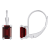 6x4mm Emerald Cut Garnet Rhodium Over 10k White Gold Drop Earrings