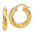 14k Yellow Gold 1" Polished and Textured Twisted Round Hoop Earrings