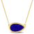 4 CT TGW Lapis Necklace with Beaded Halo in Yellow Plated Sterling Silver