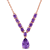 2 1/3 CT TGW Amethyst Lariat Necklace in Rose Plated Sterling Silver