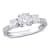 1-3/8 CT DEW Created Moissanite 3-Stone Engagement Ring in 10K White Gold