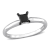 1/2 ct Black Diamond Solitaire Engagement Ring in 14K White Gold