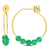 3/4ctw Green Onxy Bead Hoop Earrings in Yellow Plated Sterling Silver