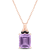 6 1/8 CT TGW Amethyst and Black Sapphire Pendant with Chain in Rose
Plated Sterling Silver
