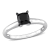 1 ct Black Diamond Solitaire Engagement Ring in 14K White Gold