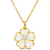 1/10 CT TGW White Topaz with White Enamel Flower Pendant with Chain in
Yellow Plated Sterling Silver