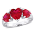 4 4/5 CT TGW Created Ruby 3-Stone Heart Ring in Sterling Silver