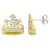 3/8 CT TGW White Sapphire Crown Shaped Earrings in Two-Tone Yellow and
White Sterling Silver