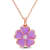 1/10 CT TGW White Topaz with Purple Enamel Flower Pendant with Chain in
Rose Plated Sterling Silver
