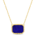 5 CT TGW Lapis Necklace with Beaded Halo in Yellow Plated Sterling Silver