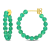 5 CT TGW Green Onyx Beaded Hoop Earrings in Yellow Plated Sterling Silver