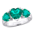 3 CT TGW Created Emerald 3-Stone Ring in Sterling Silver