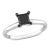 1 ct Black Diamond Solitaire Engagement Ring in 14K White Gold