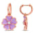 1/6 CT TGW White Topaz with Purple Enamel Flower Hoop Earrings in Rose
Plated Sterling Silver