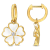 1/6 CT TGW White Topaz with White Enamel Flower Hoop Earrings in Yellow
Plated Sterling Silver