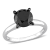 3 ct Black Diamond Solitaire Engagement Ring in 14K White Gold