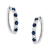 2.5MM Blue Sapphire and 0.50ctw Diamond Hoop 10K White Gold Earrings