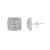 Diamond Accented Square-Shaped Sterling Silver Milgrain Stud Earrings