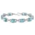 .925 Sterling Silver 7x7 mm Cushion Cut Blue Topaz and 1/20ctw Round Cut
Diamond Tennis Bracelet