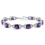 .925 Sterling Silver 7x7 mm Cushion Cut Amethyst and 1/20ctw Round Cut
Diamond Tennis Bracelet