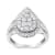 Sterling Silver 1 1/2ctw Round Diamond Pear Shaped Halo Cocktail Ring
(I-J Color, I1-I2 Clarity)