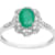 10k White Gold Vintage Style Oval Emerald and Halo Diamond Ring
