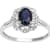 10k White Gold Vintage Style Oval Sapphire and Halo Diamond Ring