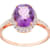 10k Rose Gold Oval Amethyst and Diamond Halo Ring