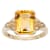 10k Yellow Gold Vintage Style Genuine Emerald-Cut Citrine and Diamond Ring