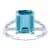 10k White Gold Genuine Emerald-Cut Blue Topaz and Split-Shank Diamond Ring