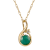 10k Yellow Gold Genuine Round Emerald Pendant With Chain