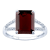 10k White Gold Genuine Emerald-Cut Garnet and Split-Shank Diamond Ring