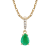 10k Yellow Gold Genuine Pear-Shape Emerald and Diamond Drop Pendant With Chain
