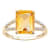 10k Yellow Gold Genuine Emerald-Cut Citrine and Split-Shank Diamond Ring