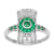 10k White Gold Antique Vintage Style Genuine Emerald and Diamond Ring