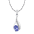 10k White Gold Genuine Oval Tanzanite and Diamond Drop Pendant With Chain