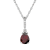 10k White Gold Genuine Pear-Shape Garnet and Diamond Drop Pendant With Chain