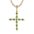 10k Yellow Gold Genuine Emerald Cross Pendant With Chain