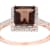 10k Rose Gold Square Smoky Quartz and Diamond Halo Ring