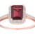 10k Rose Gold Emerald-Cut Garnet and Diamond Halo Ring